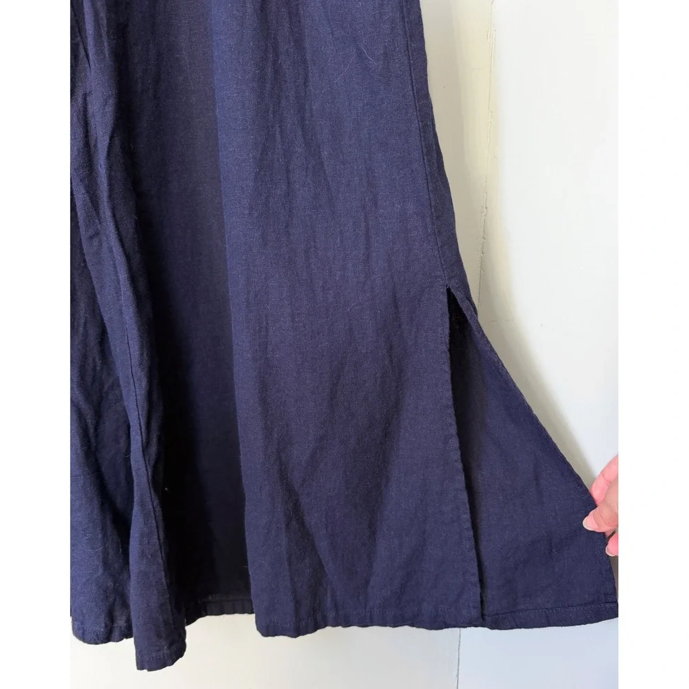 Haute Hippie Sleeveless Linen Blend Wide‎ Leg Jumpsuit Navy Blue XL NWOT